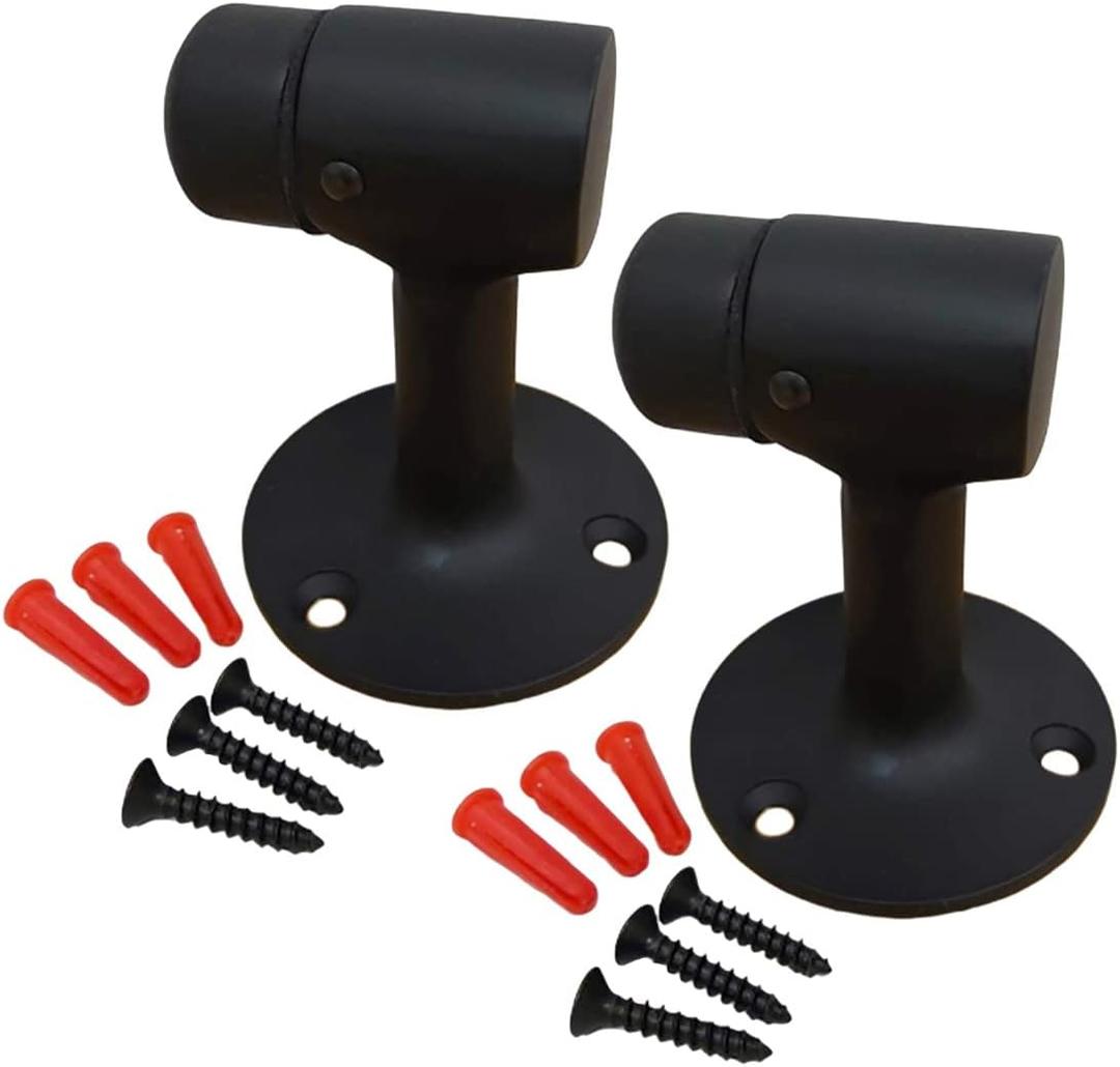 QCAA Solid Brass Door Stop, 3", Matte Black, Made in Taiwan, 2 Pack