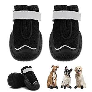 Hcpet Dog Boots for Large Dogs, Dog Shoes for Winter Snow Hot Pavement, Paw Protector Dog Booties Designed for Comfort and Breathability, Outdoor Booties for Small Medium Dogs for Hiking Black Size 2