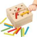 Boxiki kids Wooden Montessori Toys for Babies, Toddlers & Kids, Fine Motor Skills, Magnetic Worm Game for 3 Years Old