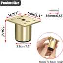 BSTKEY 4Pcs 2 Inch Aluminum Alloy Furniture Cabinet Legs - Adjustable Replacement Legs for Furniture Cabinet Foot Legs Sofa Bed Desk Table Feet Support, Gold