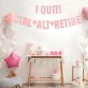 2 x Pre-Strung Rose Gold Glitter Retirement Banner,(No DIY)Funny Retirement Party Decorations,""I QUIT, CTRL+ALT+RETIRE"farewell banner,Party Supplies, Gifts and Decorations