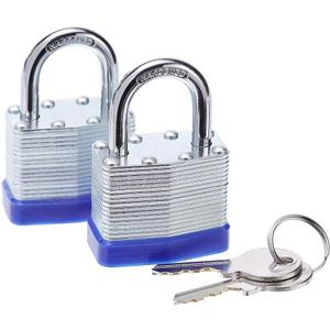 2 x Laminated Steel Key Lock, 1-9/16 in. Wide Body, 2 Padlocks Keyed Alike