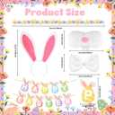 8 Pcs Easter 12 ft Skeleton Bunny Costume Accessories Set Include Bunny Headband Nose Bowtie Multicolor Garland Happy Easter Banner for Skeleton Spring Holiday Outdoor Garden Yard Lawn Decorations