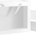 PACKQUEEN 12pcs White Gift Bags with Transparent Window, 16x6x12 Inches Extra Large Gift Bags with Handles for Wedding Graduation Mother's Day Festivals Party Present (Glossy White)