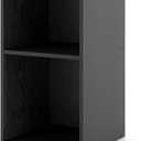 Homes: Inside + Out Apexa 2-Cube Storage Organizer Shelves, Stackable Wood Bookcase Fits Cubby Bins for Organization, Dorm Teen Room Decor & Home Office, Black