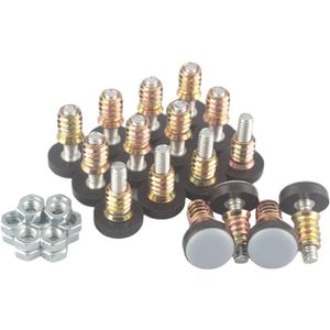Furniture Leveler PTFE(Teflon) Bottom(20mm Base),Threaded Shank(1/4-20) Adjust Pads,Table/Chair/Cabinet/Sofa Medium Adjustable Legs Leveling,Nuts Installation and Floor Protection(16Pack)