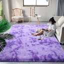 DweIke Fluffy Purple Shag Rugs for Bedroom Living Room, 4x6 Feet Soft Plush Tie-Dyed Light Purple Girls Boys Kids Rug, Upgraded Non-Slip and Machine Washable Carpet for Dorm Nursery Classroom Decor