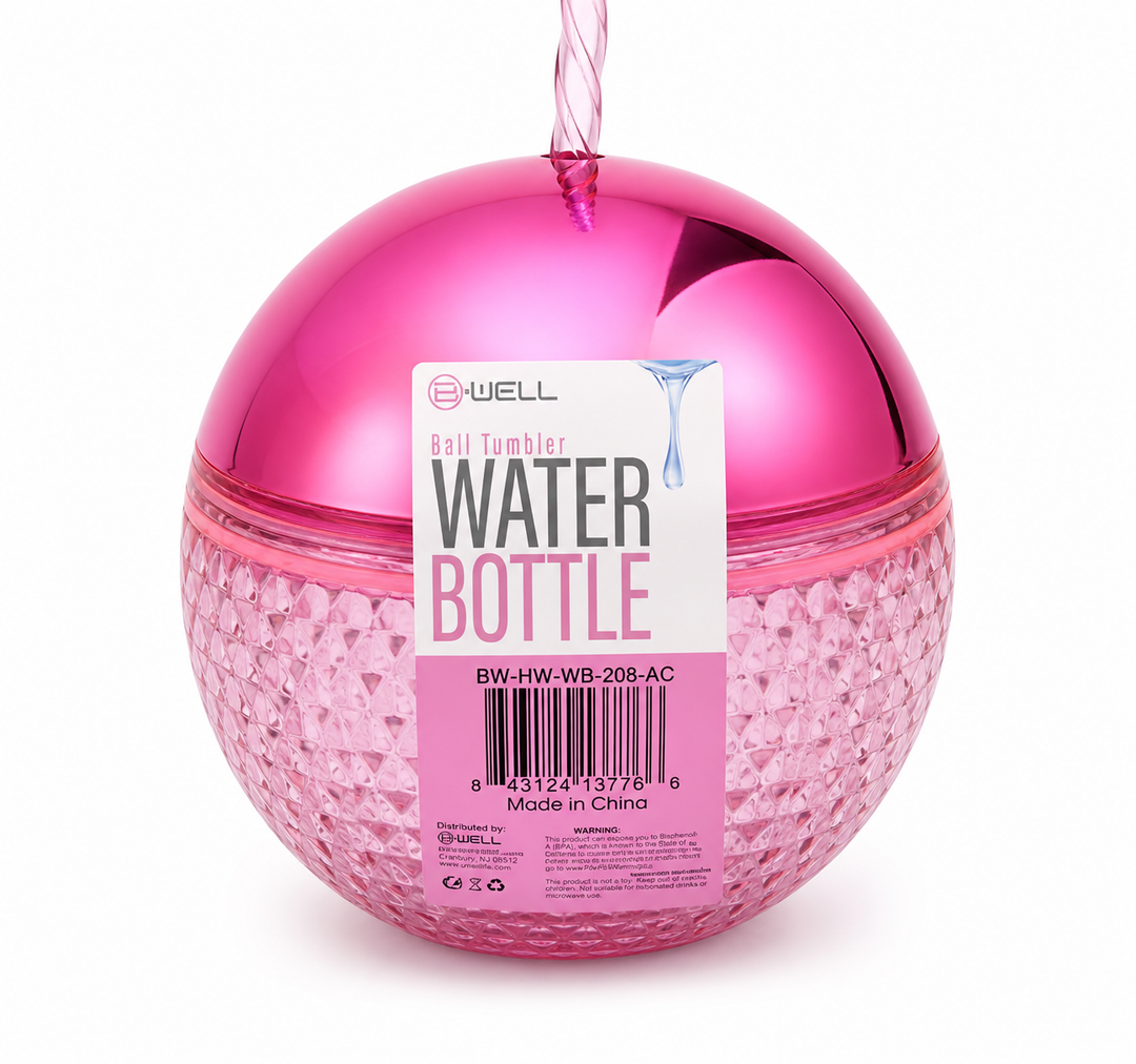 B WELL Ball Tumbler Water Bottle. Pink