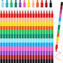 Hxezoc 20 Pieces Stacking Crayons Stackable Buildable Crayons Colorful Party Favors DIY Rainbow Pencils Stackable Crayons for Kids School Office Birthday Party Supplies, 12 Colors