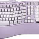 Purple Ergonomic Wireless Keyboard and Mouse Combo, Sablute 2.4G Full Size Ergo Wave Key Board with Cushioned Plam Rest, Natural Typing, 3 DPI Adjustable Silent Mouse for Computer/Laptop/Windows/Mac