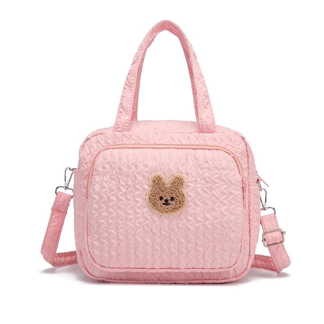 Small Diaper Bag Tote, Crossbody Diaper Bag Mini Purse with 8 Pockets, Travel Baby Bag for boys & Girls, 2 Insulated Pockets, Pink