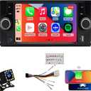 QLED Screen Radio for Dodge Ram 1500/2500/3500 2006 2007 2008,Chrysler 300 /300C 2005 2006 2007,Jeep Grand Cherokee 2005 2006 2007,CarPlay Android Auto Ready,Fast Charge,Free Back Camera