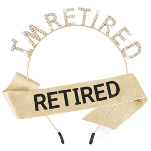 Retirement Party Decorations Gold Retired Headband Retired Tiara and Sash Retirement Crown Retirement Gift Happy Retired Decorations