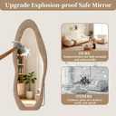 Irregular Full Length Mirror, 63"x24" Flannel Full Body Mirrors, Velvet Floor Mirrors with Stand, Irregular Wavy Mirror Hanging or Leaning Against Wall for Bedroom Living Room, Brown