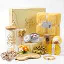 Mothers Day Gifts for Mom, 12-Piece Self Care Gift Basket, Chamomile Spa Set with Glass Cup, Candle, Bath Bombs, Birthday Gift for Her