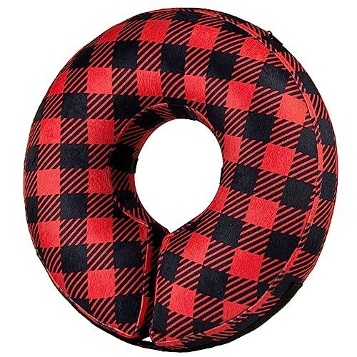 BENCMATE Inflatable Dog Cone Collar Alternative, Soft Dog Cone for Small Medium Large Dogs and Cats, Neck Recovery ECollar Donut Collar After Surgery (Medium, Plaid)