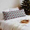 Mancheng-zi Vintage Red and Green Christmas 20x54 Body Pillow Cover Pillowcase with Zipper, Girly Christmas Decor, Coquette Red Bow Xmas Holly Berry Decorative Long Hug Pillow Cases for Bed Couch
