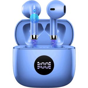 Wireless Earbuds, Bluetooth 5.3 Ear Buds LED Power Display Headphones Bass Stereo, Bluetooth Earbuds in-Ear Noise Cancelling Mic, 40H Playback Mini Case IP7 Waterproof Sports Earphones for Android iOS