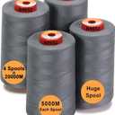 New brothread - 30 Options - 4 Large Cones of 5500Y (5000M) Each All Purpose Spun Polyester Thread 40S/2 (Tex27) for Serger, Overlock, Quilting, Piecing and Sewing - Grey