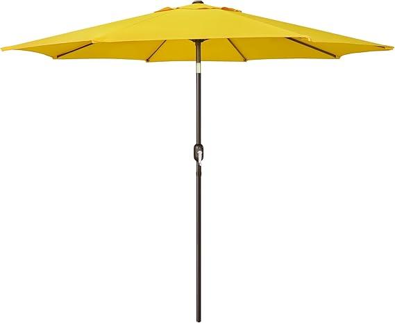 Blissun 9' Outdoor Patio Umbrella, Outdoor Table Umbrella, Yard Umbrella, Market Umbrella with 8 Sturdy Ribs, Push Button Tilt and Crank, Yellow Blissun 9' Outdoor Patio Umbrella, Outdoor Table Umbrella, Yard Umbrella, Market Umbrella with 8 Sturdy Ribs, Push Button Tilt and Crank, Yellow