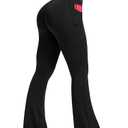 PRETISKY Womens Flared Yoga Pants with Pockets, High Waisted Flare Leggings Bell Bottom Bootcut Yoga Dress Pants Black