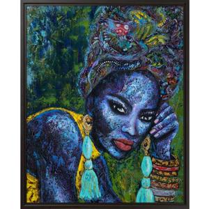 Blue Flame with Black Floater Frame, 21.5" x 25.5"