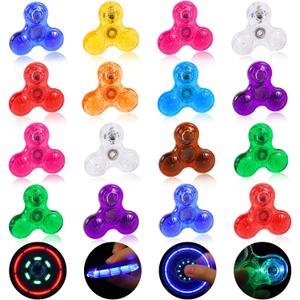 Gigilli Mini Fidget Spinners 16 Pcs, Kids Party Favors, LED Light Up Fidget Spinners for Kids 4-12, Glow in The Dark Goodie Bag Stuffers Class Prizes