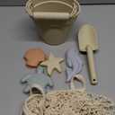 BLUE GINKGO Silicone Beach Toys - Modern Baby Travel Friendly Beach Set | Bucket, Shovel, 4 Sand Molds, Bag | Sand Toys for Toddlers, Kids - 7pc (Beige)
