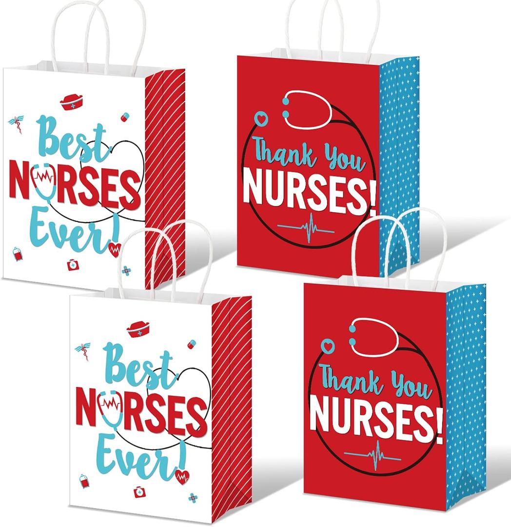 Yisong 32 Pcs Thank You Nurses Bags CNA Week Gift Bag Bulk Best Nurse Ever Paper Goody Treat Nursing Assistant Appreciation Gift for Medical Healthcare Worker Thanks Party Supply, 8.7 x 6.3 x 3.2 in