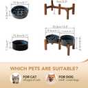 Havniva 0.9 Cup Elevated Slow Feeder Dog Bowls, 6.1 Dog Slow Feeding Bowls + 6.1 Ceramic Dog Water Bowls Set with Acacia Wood Stand, Dog Food Bowls Puzzle Feeder for Small Dogs Non-Slip Anti-Choking