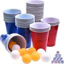 GOLDGE 60 Packs 16 Oz Plastic Party Cups Reusable in Red and Blue with 10 Pack ping Pong Balls, Cup Pong Game Set for Drinks, Soda, Punch, Barbecues, Picnics - Stock Your Home
