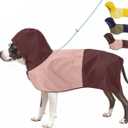 Waterproof Dog Raincoat with Hood, Extended Coverage Rain Jacket for Dogs, Wind-Resistant Secure Fit with Leg Straps, Reflective, Leash Hole, Easy Hook & Loop Fastener On/Off, Pink, S