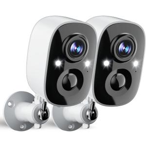 Security Cameras Wireless Outdoor, 2.5K WiFi Battery Powered Cameras for Home Security with AI Motion Detection, Color Night Vision, IP66 Weatherproof, 2-Way Audio, SD/Cloud Storage, 2-Pack