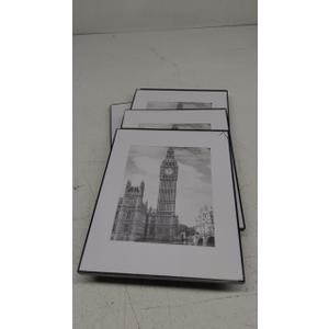 GOmaize Front Loading Black Picture Frame Set of 4,Display pictures 8x10 with mat or 11x14 Without Mat, Wall and Table Mounting