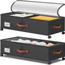 Under Bed Storage Containers with Wheels 9.5 inches Higher Under Bed Storage XXXL Underbed Shoes Blankets Clothes Storage Organizer 2 Pack Under the Bed Storage for College Dorms Bedroom Nursery Rooms