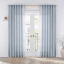 Dusty Blue Linen Curtains 84 Inches Long for Living Room 2 Panels Set Back Tab Farmhouse Boho Light Filtering Semi Sheer Stone Blue Curtains Grey Blue Drapes for Bedroom Vintage Country Decor