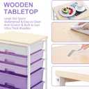 SYKIARIOL Utility Cart with 5 Drawers,Storage Drawer Cart with Wooden Tabletop and Lockable Wheels,Craft Storage Trolley Cart,5-Tier Rolling Utility Cart on Wheels,Purple
