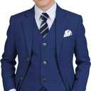 Boys' Suit Kids Formal Tuxedo Suits Set for Boys 6 Piece Dress Clothes Easter Wedding Outfit with Tie Pocket Square (12, Navy Blue)