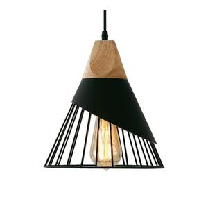 Black Farmhouse Wooden Pendant Light,Rustic Wood & Metal Pendant Lighting, Adjustable Height Hanging Ceiling Light Fixture for Kitchen Island Dining Room Bedroom Hallway