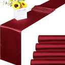 ANECO 4 Pack Satin Table Runner 12 x 108 Inch Long Bright Silk and Smooth Fabric Party Table Runner for Wedding Banquet Party Decoration (Burgundy)
