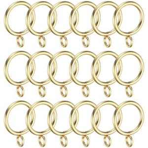PATIKIL 1 Inch Inner Dia Curtain Rod Rings with Eyelets, 18 Pcs Metal Drapery Ring for Curtain Rods Hoop Pins, Gold Tone