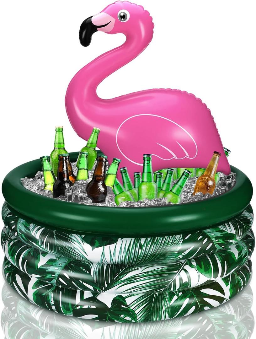 Bencailor Summer Flamingo Party Decoration Pink Flamingo Inflatable Cooler Blow up Drink Cooler Reusable Floating Ice Chest for Summer Holiday Birthday Party Decor Supplies