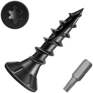 MewuDecor #8 x 3/4" Wood Screws, Outdoor Deck Screws with Star Drive, Black Tan Coated Screws for Outdoor Use, Coarse Threads, Self-Tapping, T-25 Drive Bit Included, 200 PCS