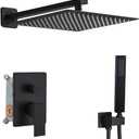 Matte Black Shower System 16 Inch Bathroom Luxury Rain Mixer Shower Combo Set Wall Mounted Rainfall Shower Head and Handheld System Shower Faucet Set Rough-in Valve Body and Trim Kit