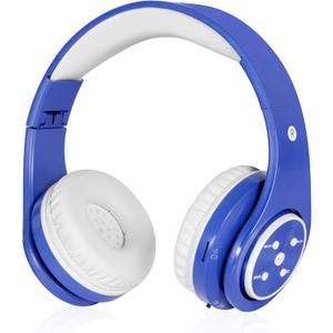 Woice Wireless Bluetooth Kids Headphones - Volume Limited 85db/110db, Over-Ear Foldable with up to 16 Hours Playtime (Blue)