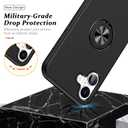 Shockproof Case for iPhone 17 6.3 inch, [Embedded Finger Ring] Military Grade Phone Case Cover with Reinforced Metal Stand Kickstand [Support Magnetic Car Holder] for iPhone 17, Black
