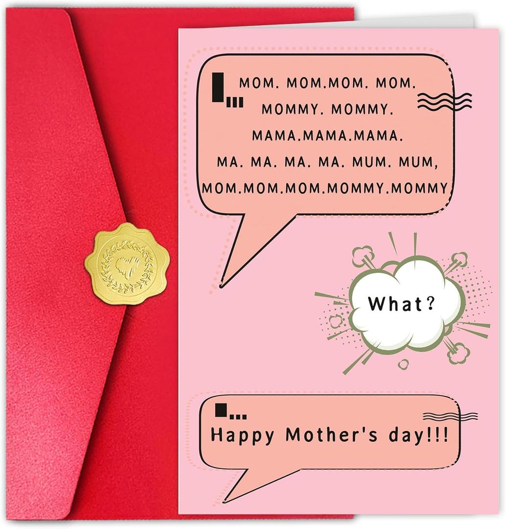 2 x Funny Mother's Day Card, Mom Mommy Mama Mama Mommy, Humorous Gift from Daughter or Son (#85)