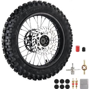 90/100-14 Rear Wheel Tire (3.00x14) Inner Tube 1.85x14 Rim With 15mm Inner Bearing 190mm Brake Disc Rotor Chain Sprockets for Dirt Pit Bike Motocross Off Road (90/100-14 15mm)