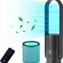 U ULTTY Bladeless Tower Fan and Air Purifier in one, Quiet Tower Fan with Remote, Touch, 9 Speeds, 8H Timer, HEPA Filter 99.97%, 90 Oscillation Fans, Floor Fans Powerful for Home Office Room, Black (Large)