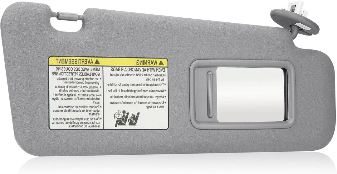 Gray Passenger Right Side Sun Visor Replacement Compatible with Toyota Highlander 2008 2009 2010 2011 2012 2013 Replace 74320-0E050-B0 (Grey)
